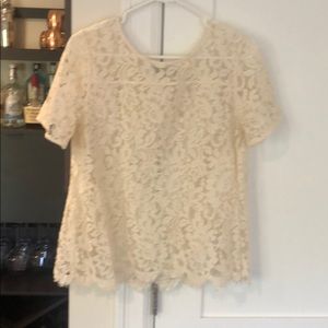 LOFT cream lace shell - size small